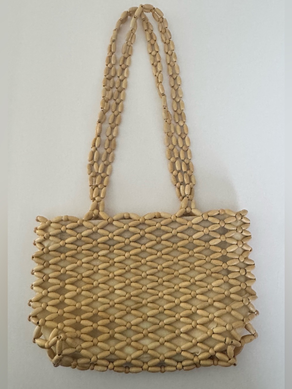 Timmy Woods Beverly Hills Wooden Beaded Handbag